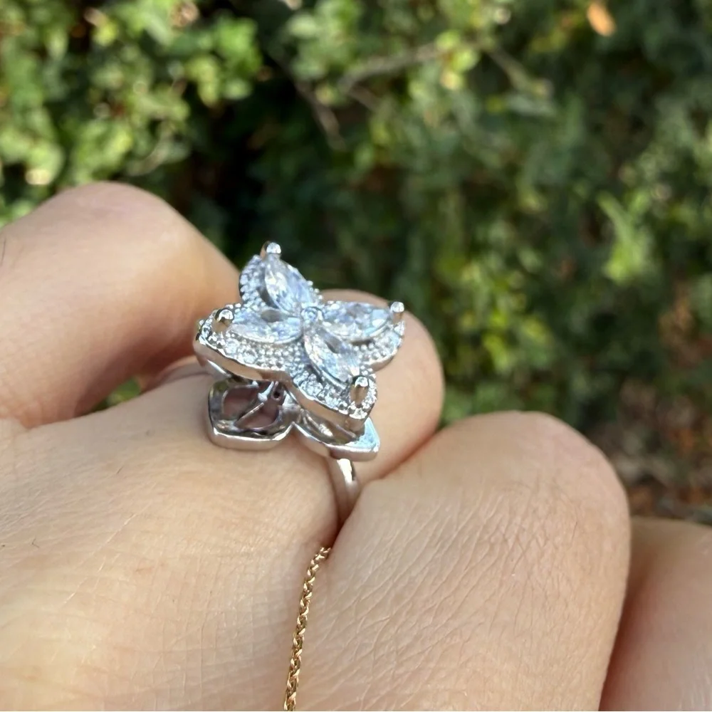 Spinning Silver Butterfly Anxiety Ring - Picture 3 of 6